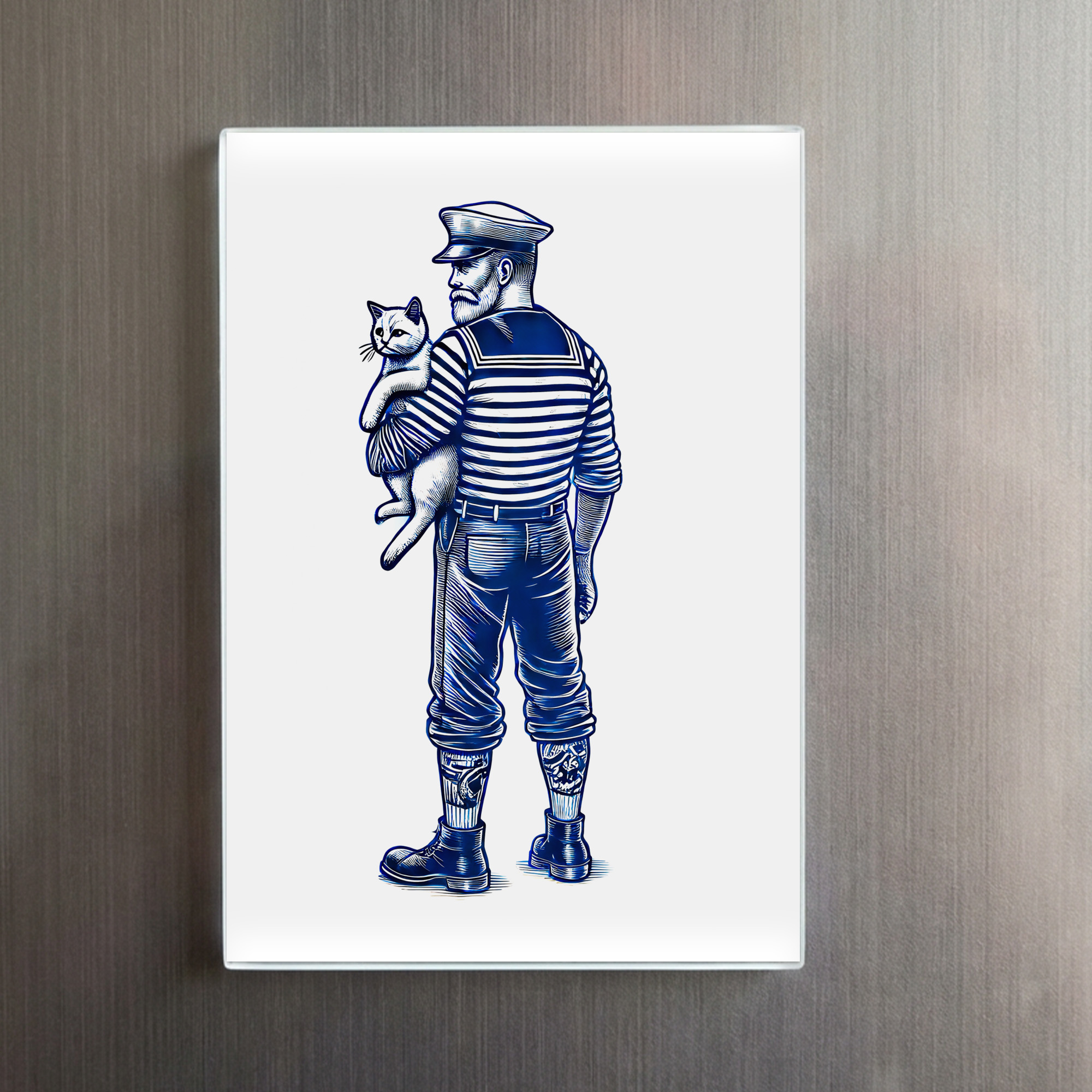 raxxa Glas-Magnet: Vintage Illustration of a Sailor Holding a Cat – Bild 2