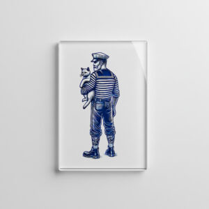 raxxa Glas-Magnet: Vintage Illustration of a Sailor Holding a Cat