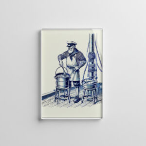 raxxa Glas-Magnet: Vintage Illustration of a Sailor Cooking Fish Soup