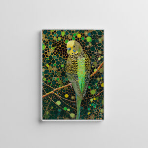 raxxa Glas-Magnet: Budgerigar in Aborigine Dot Art Style