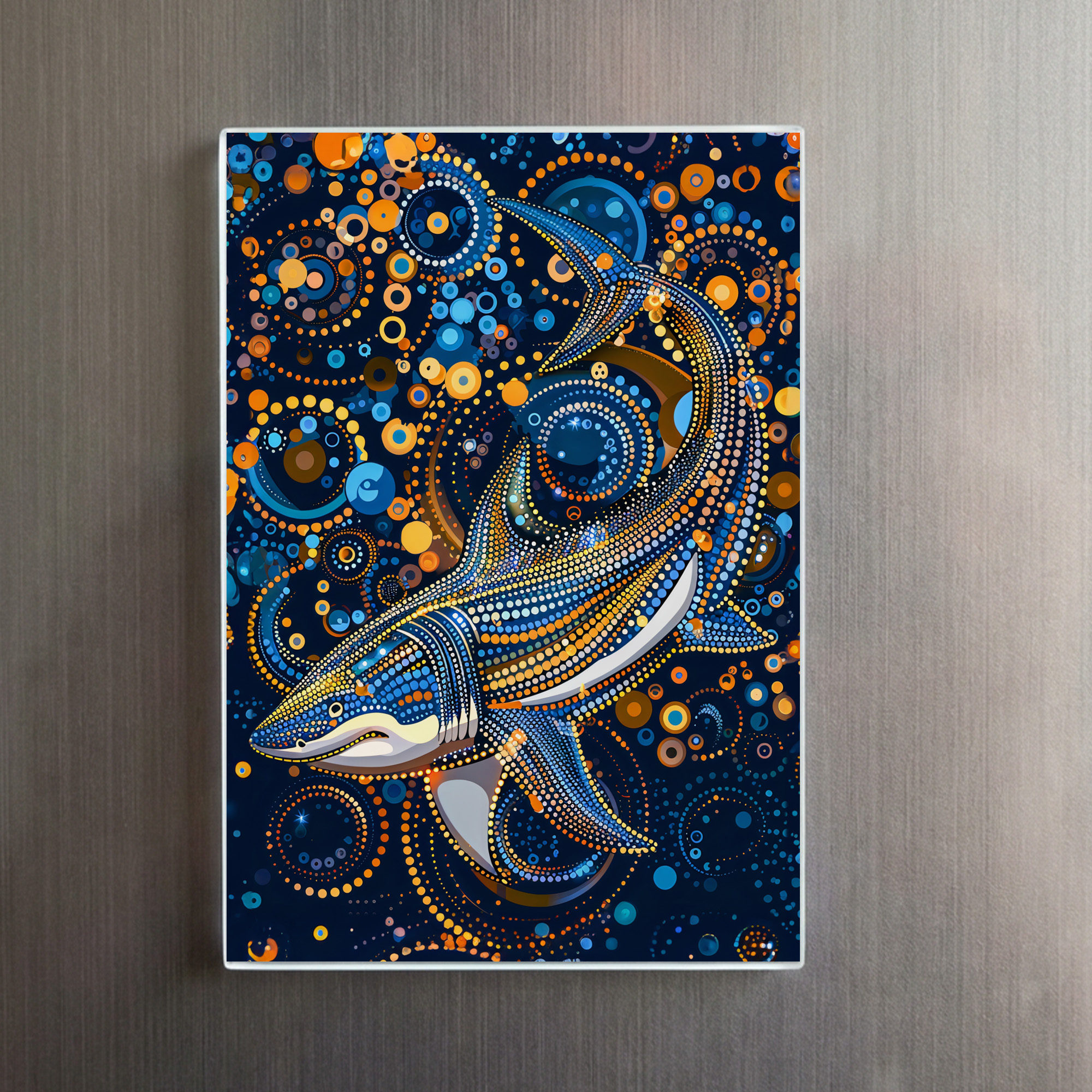 raxxa Glas-Magnet: Shark in Aborigine Dot Art Style - immagine 2