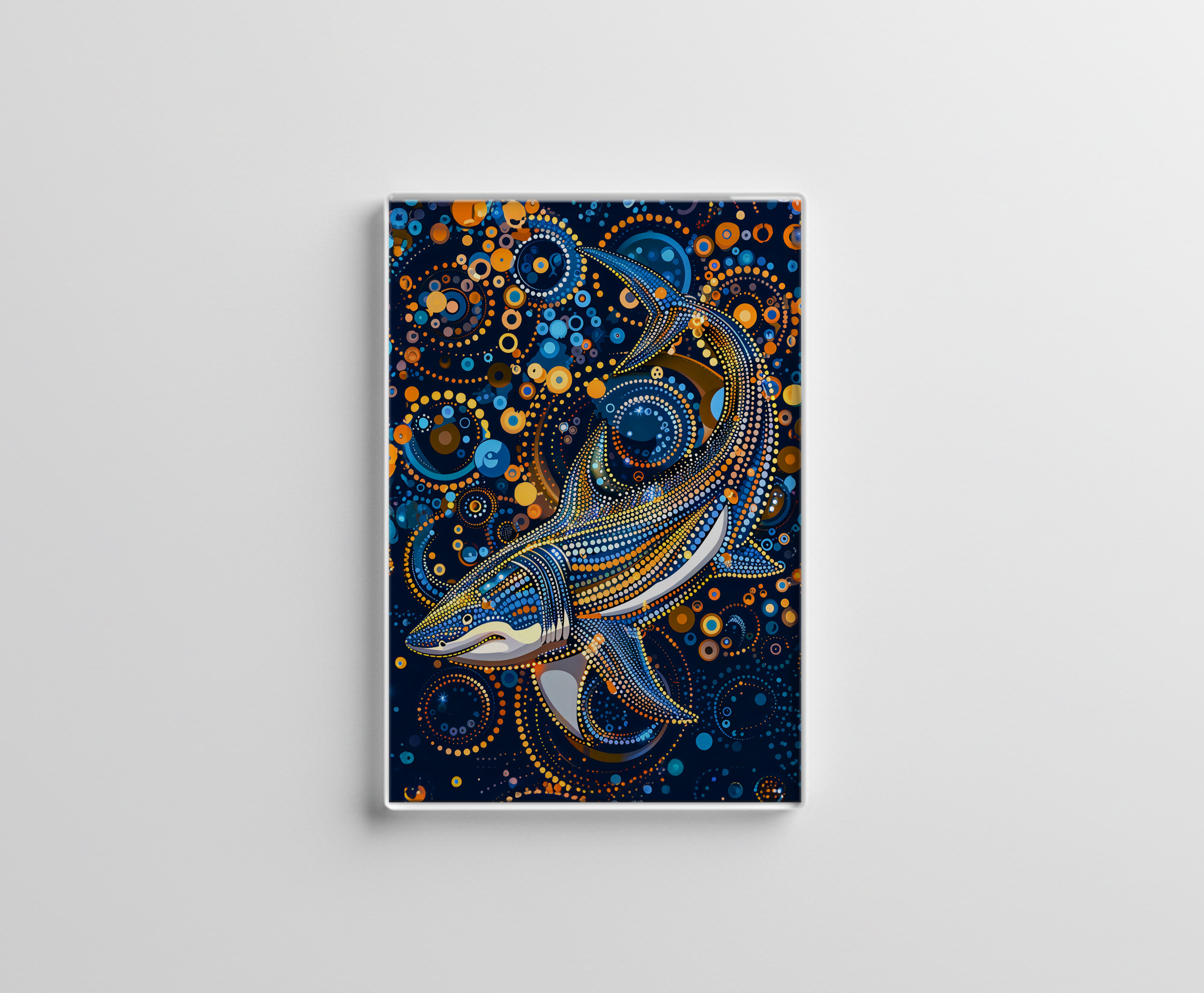 raxxa Glas-Magnet: Shark in Aborigine Dot Art Style