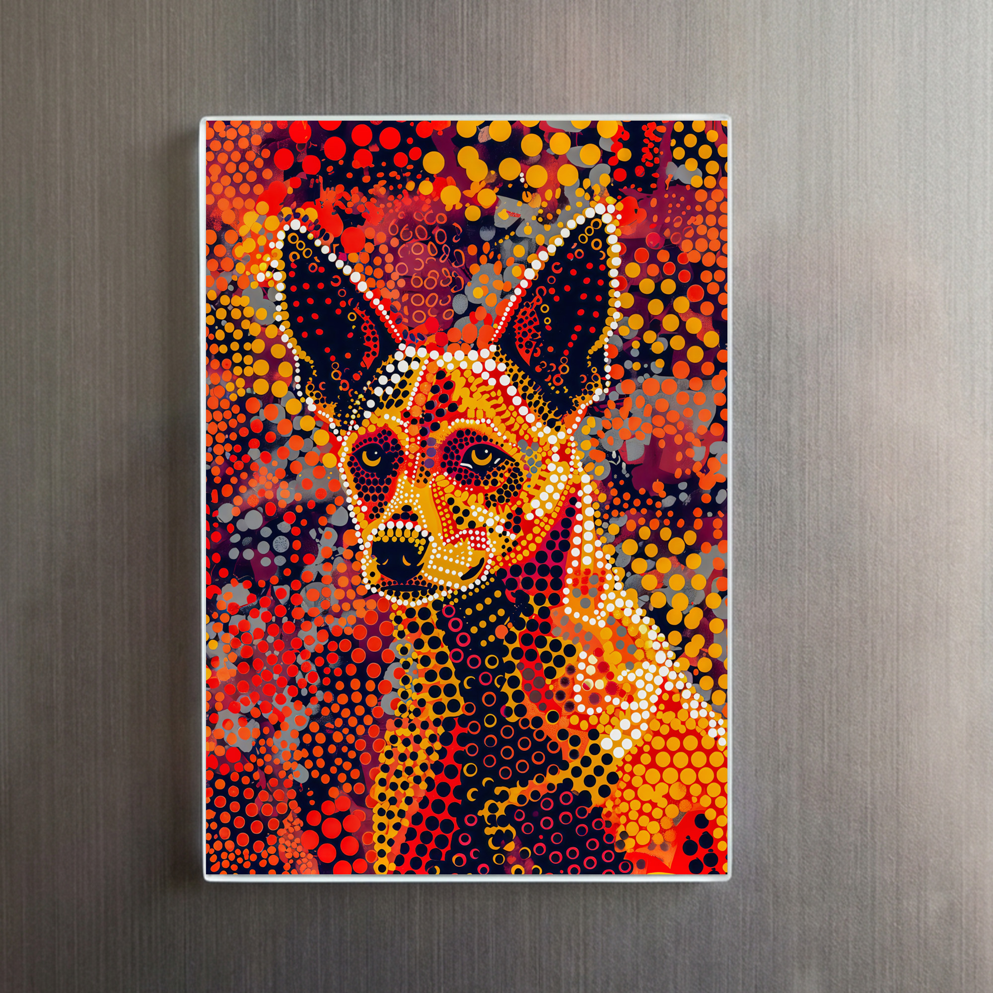 raxxa Glas-Magnet: Dingo in Aborigine Dot Art Style – Image 2