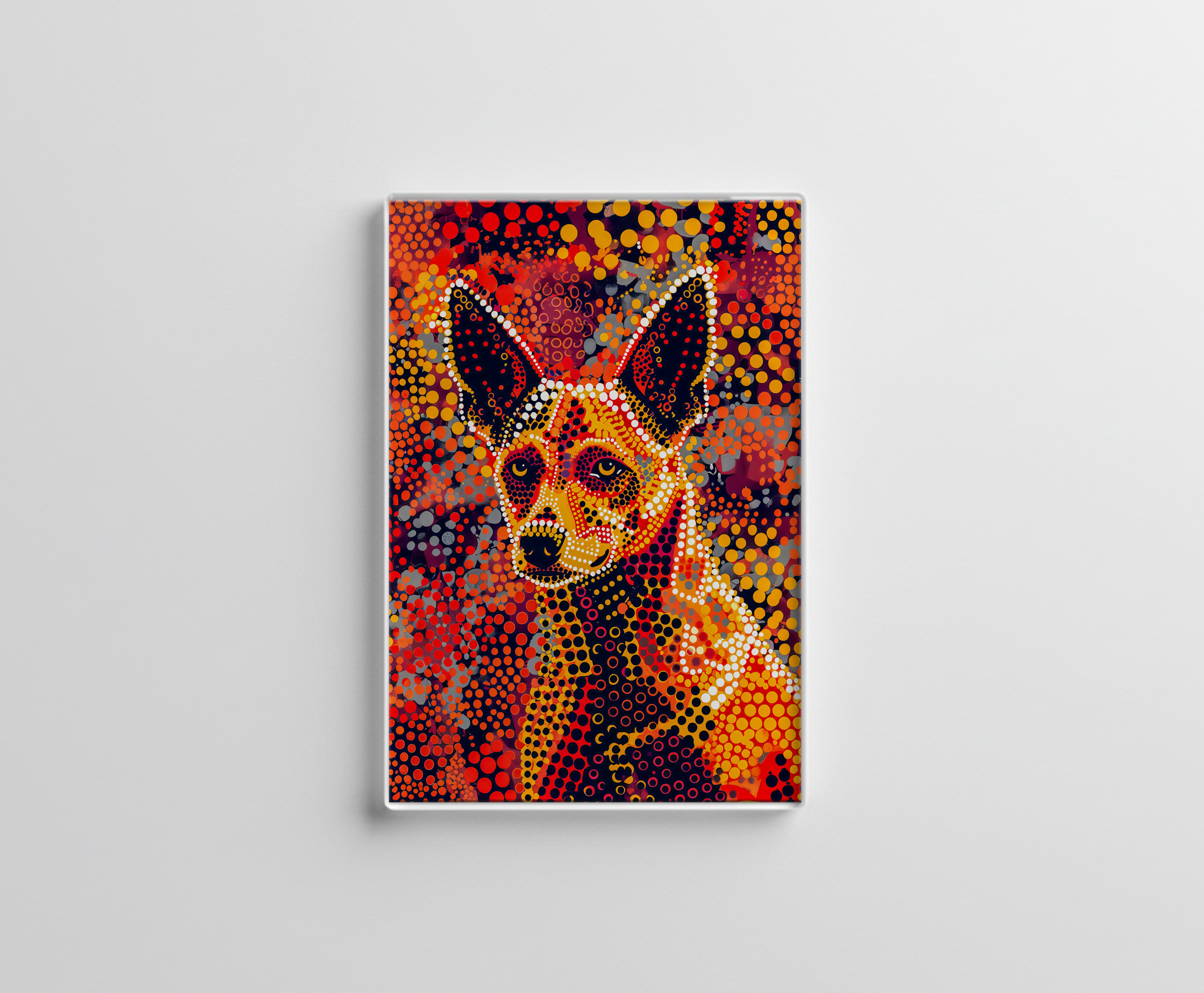 raxxa Glas-Magnet: Dingo in Aborigine Dot Art Style