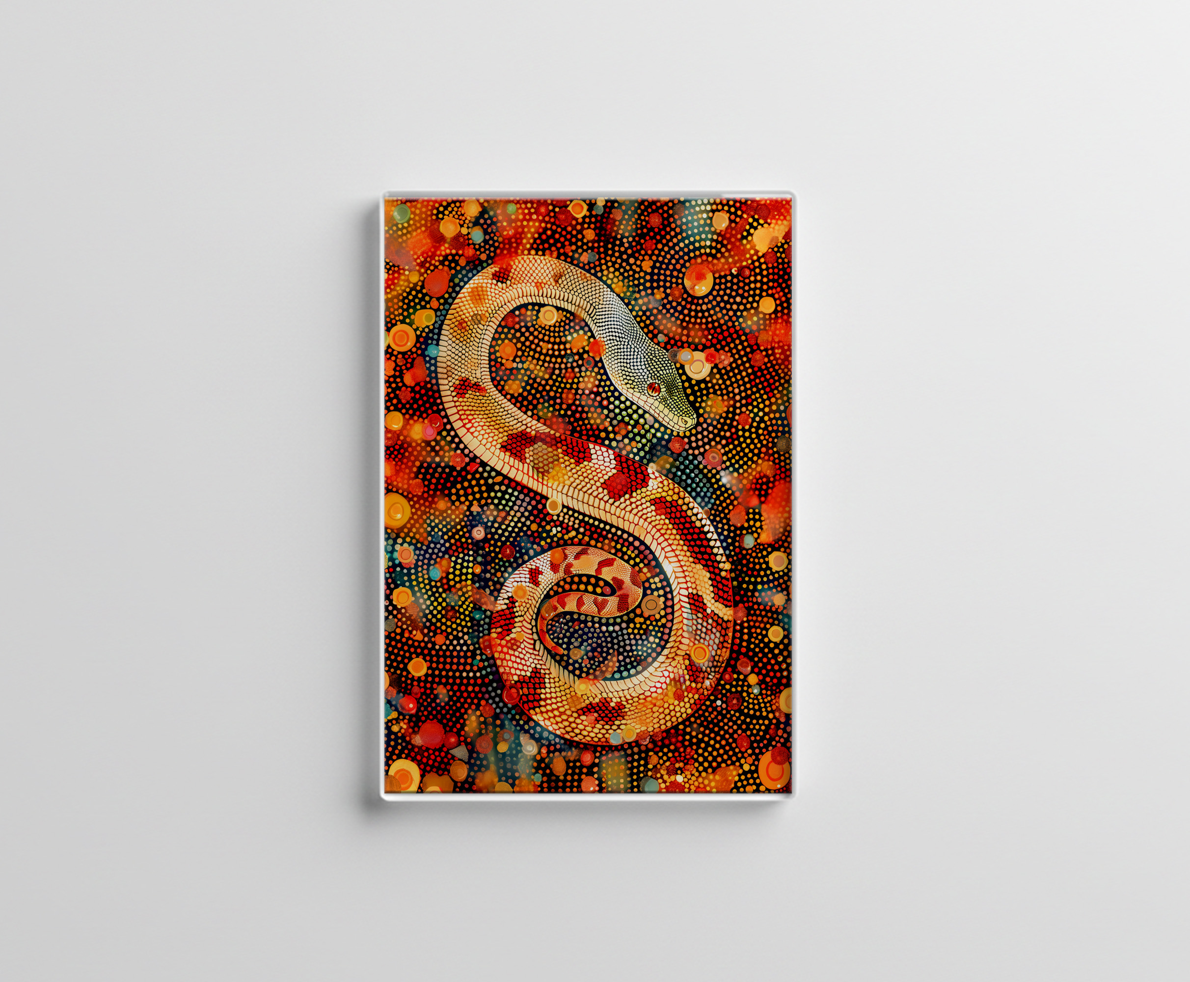 raxxa Glas-Magnet: Snake in Aborigine Dot Art Style