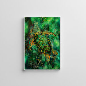 raxxa Glas-Magnet: Green Sea Turtle in Aborigine Dot Art Style
