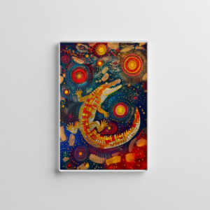 raxxa Glas-Magnet: Crocodile in Aborigine Dot Art Style