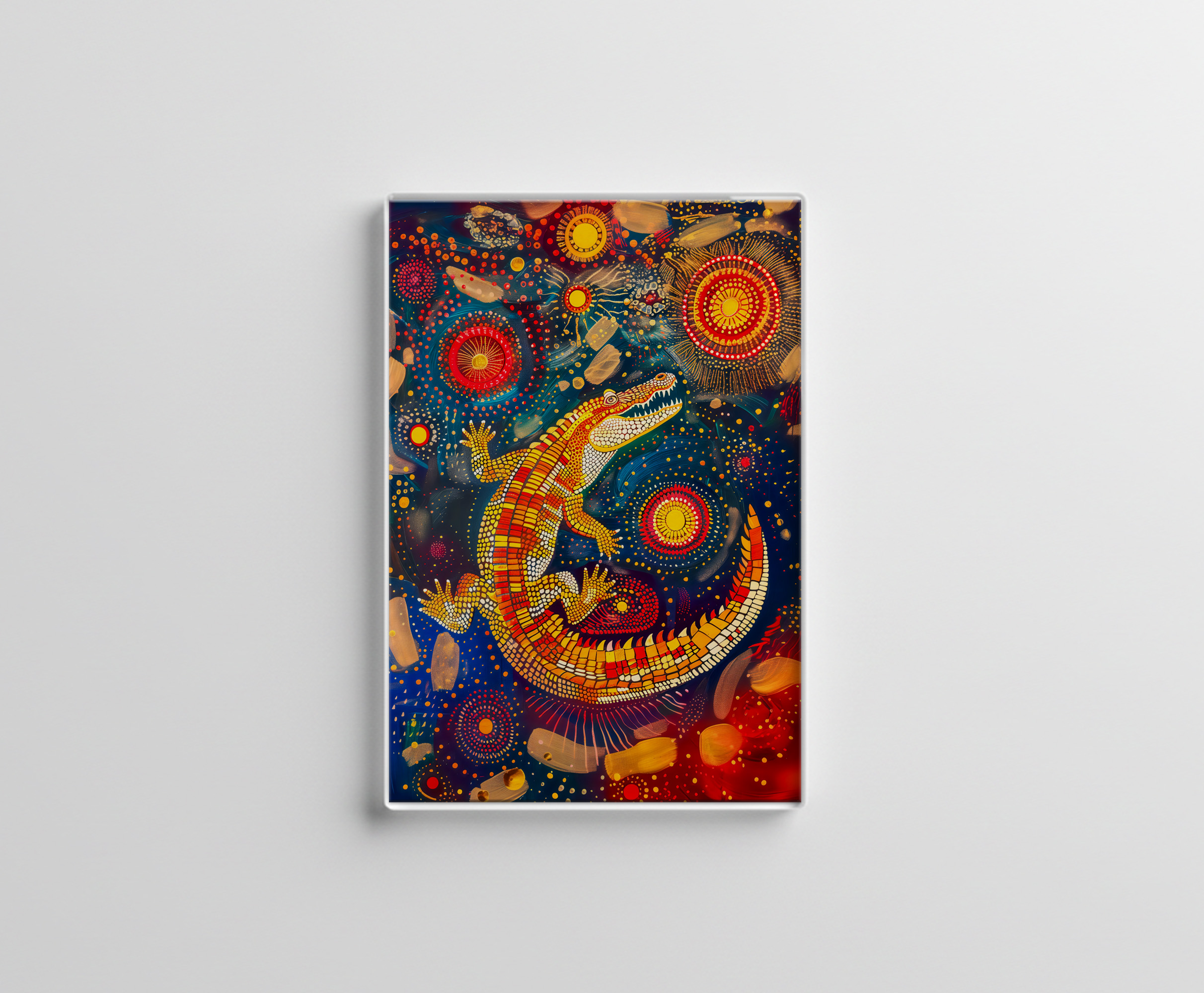 raxxa Glas-Magnet: Crocodile in Aborigine Dot Art Style