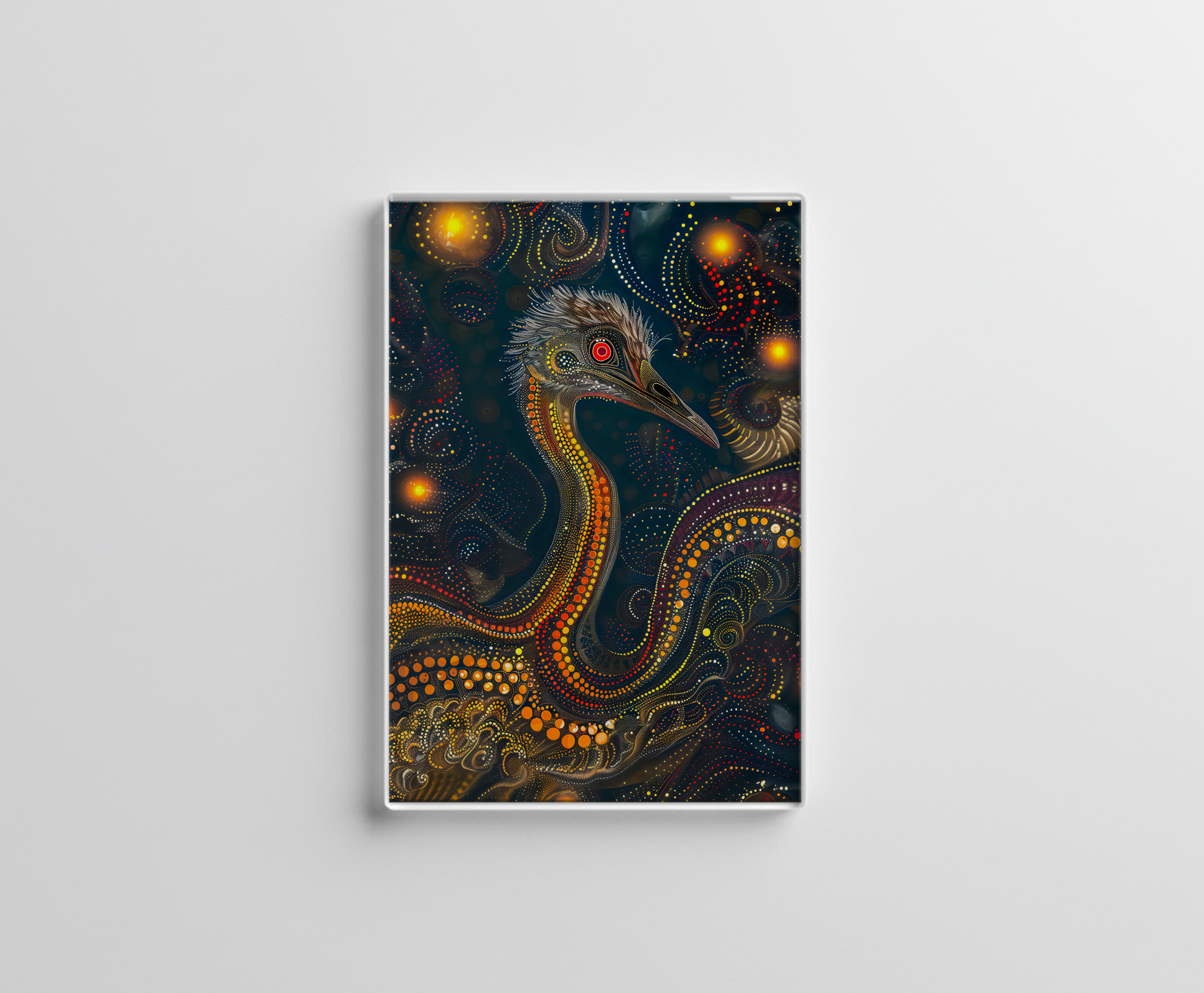 raxxa Glas-Magnet: Emu in Aborigine Dot Art Style