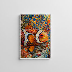 raxxa Glas-Magnet: Clownfish in Aborigine Dot Art Style