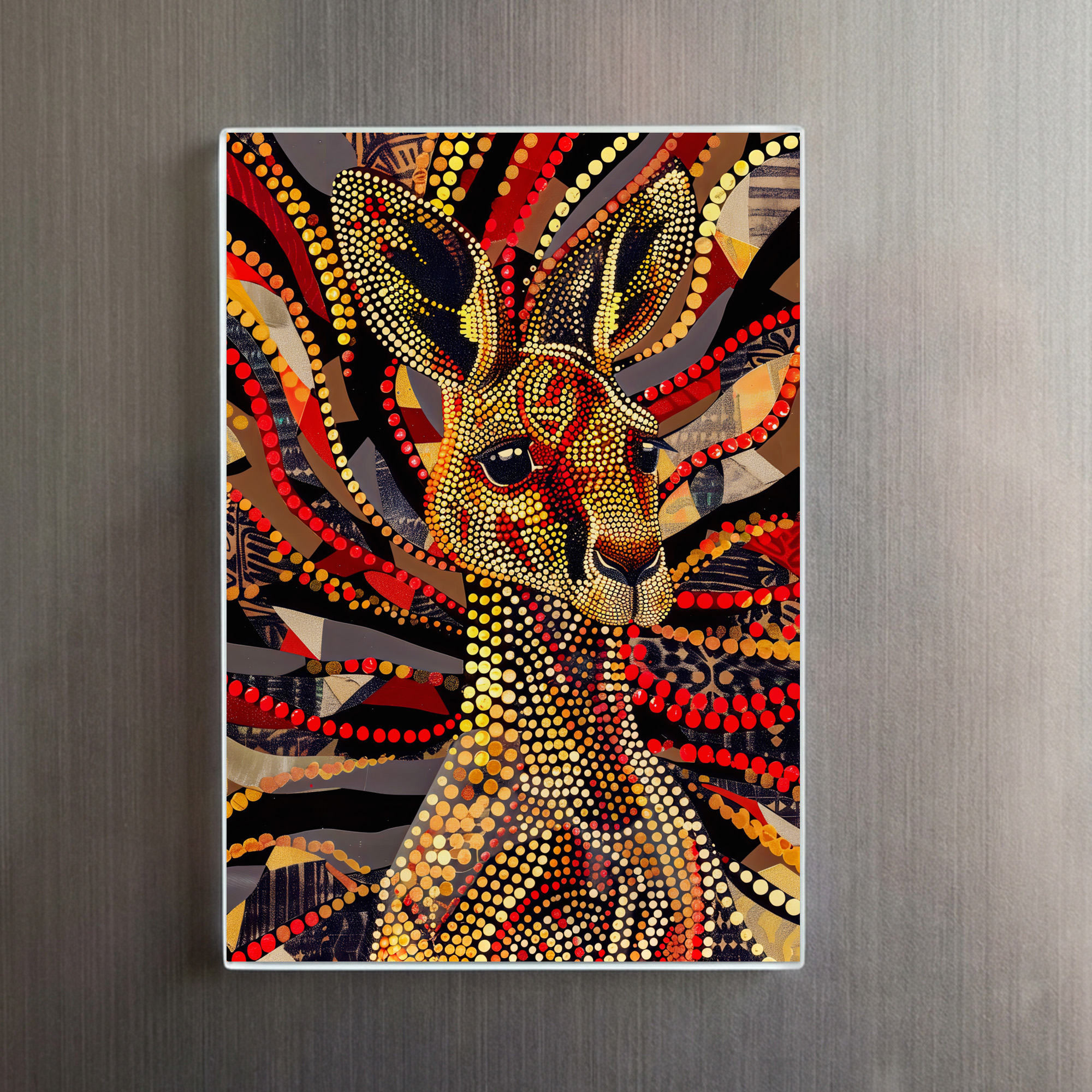 raxxa Glas-Magnet: Red Kangaroo in Aborigine Dot Art Style - immagine 2
