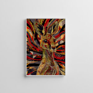 raxxa Glas-Magnet: Red Kangaroo in Aborigine Dot Art Style