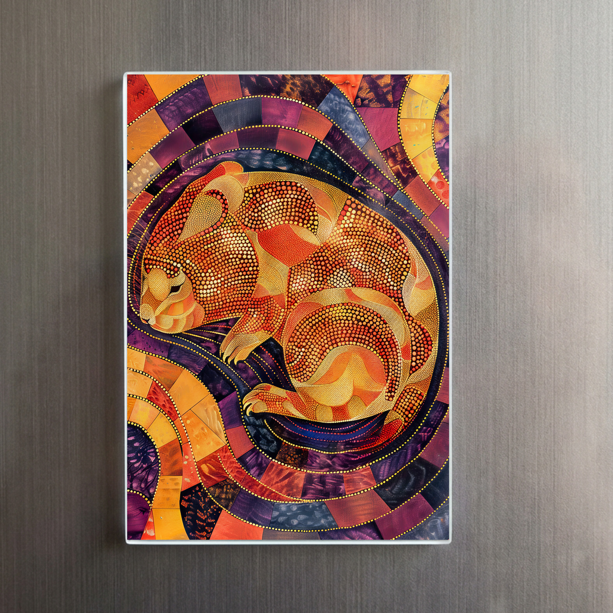 raxxa Glas-Magnet: Wombat in Aborigine Dot Art Style - Image 2