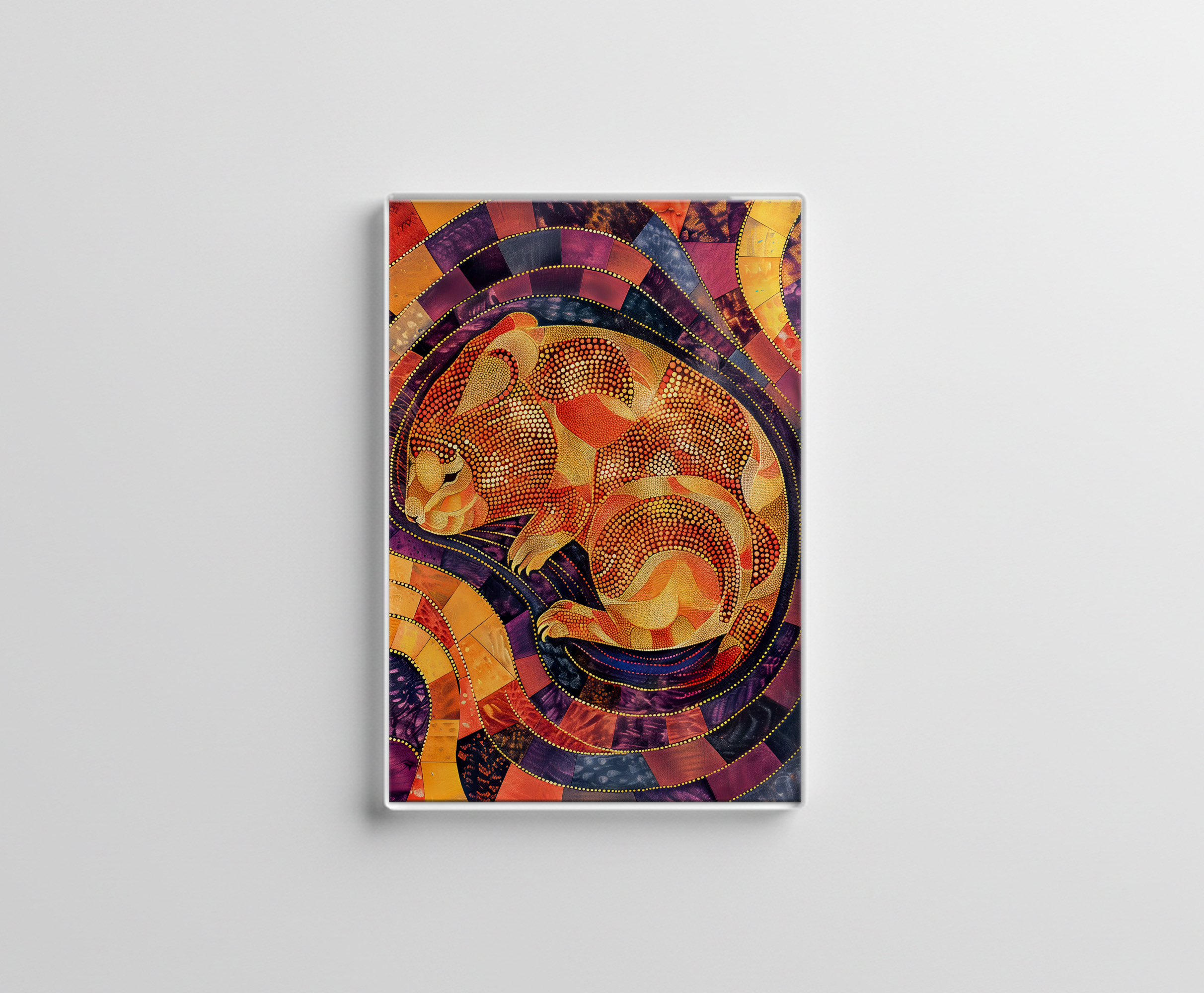raxxa Glas-Magnet: Wombat in Aborigine Dot Art Style