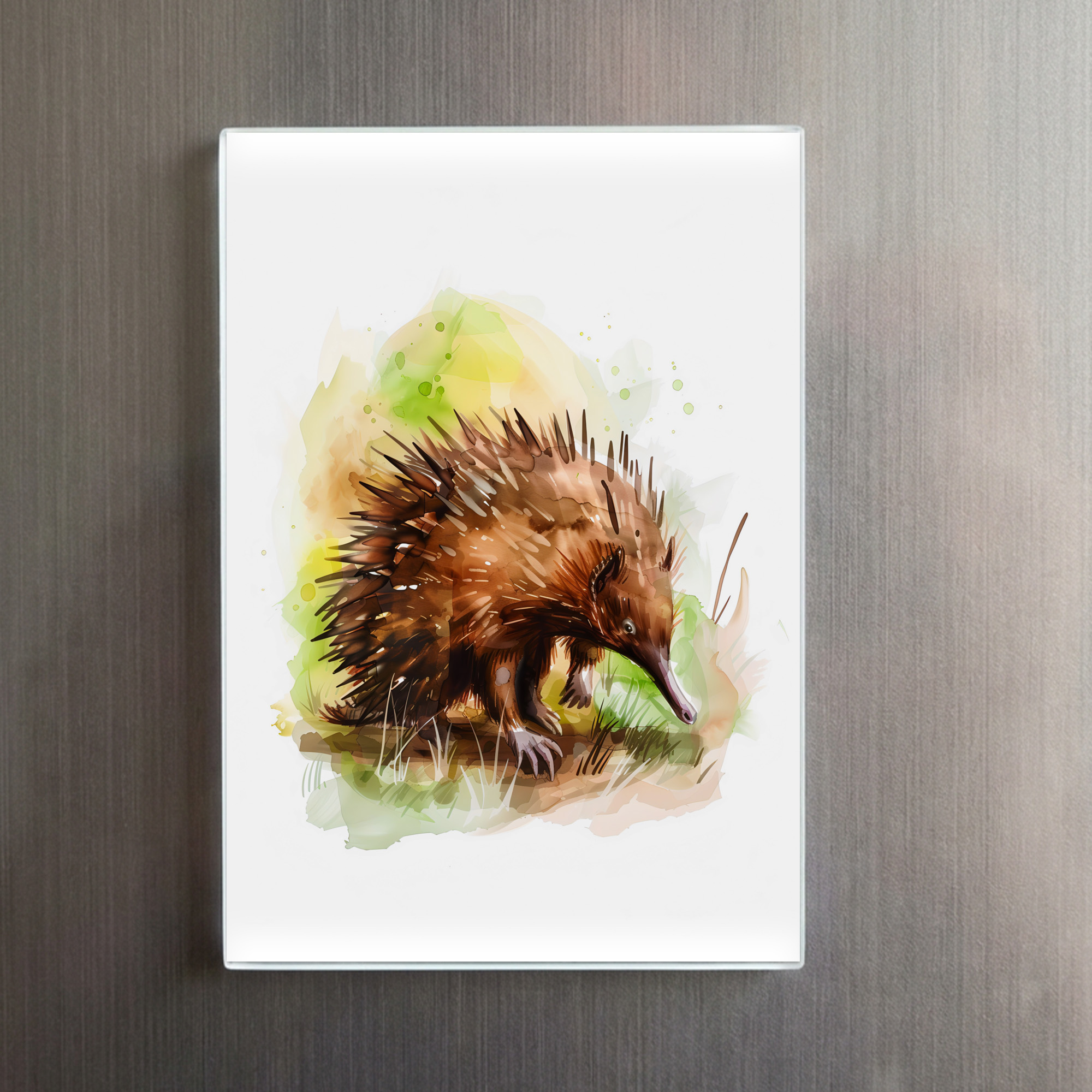 raxxa Glas-Magnet: Watercolor Echidna in Natural Setting