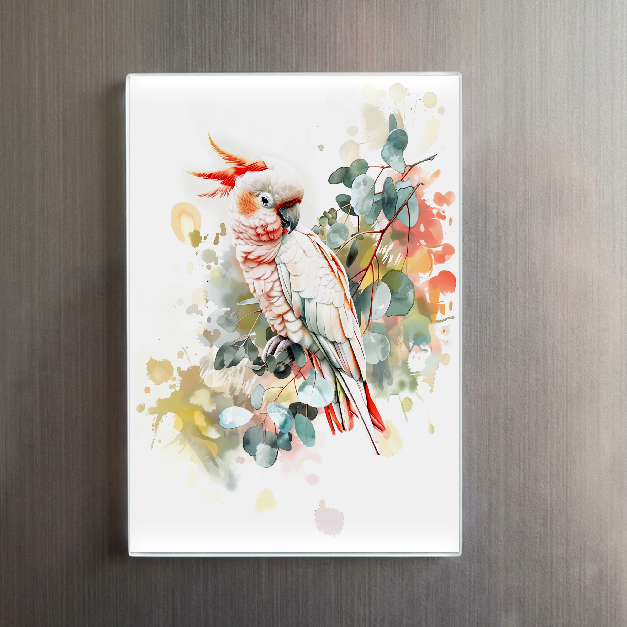 raxxa Glas-Magnet: Watercolor Red-Capped Kakadu - immagine 2