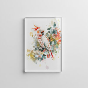 raxxa Glas-Magnet: Watercolor Red-Capped Kakadu