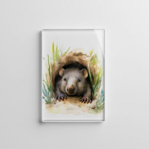 raxxa Glas-Magnet: Watercolor Wombat Peeking from Burrow
