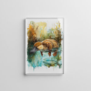 raxxa Glas-Magnet: Watercolor Platypus Swimming in Pond