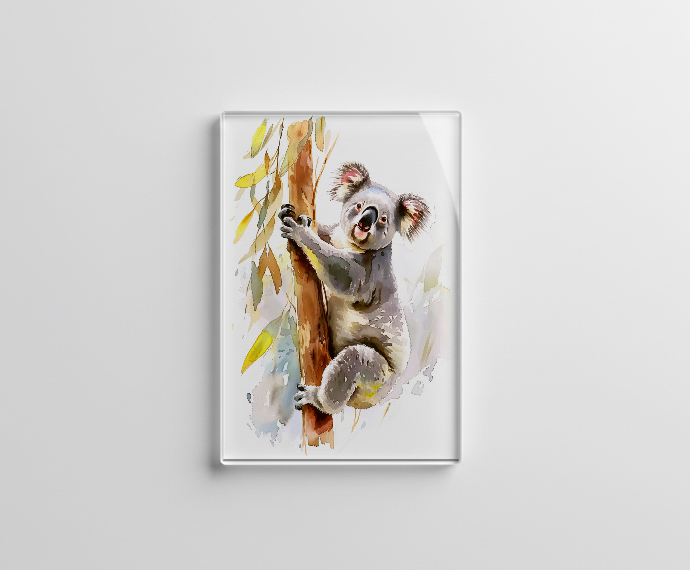raxxa Glas-Magnet: Watercolor Koala Climbing Eucalyptus