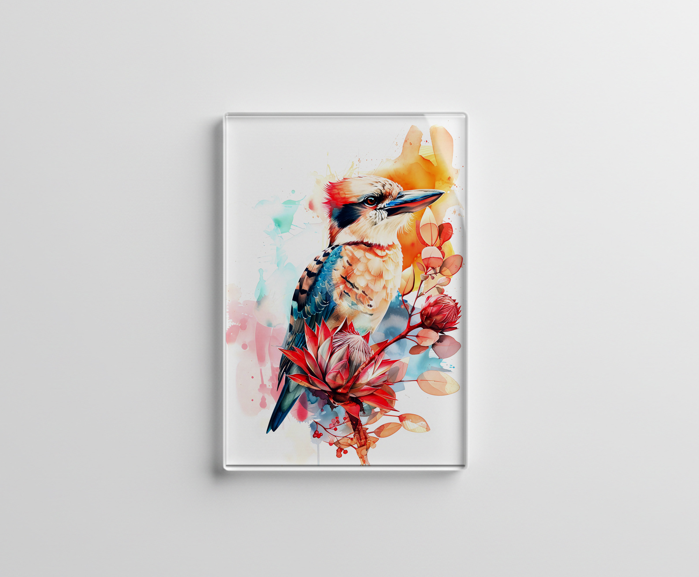 raxxa Glas-Magnet: Watercolor Kookaburra on Protea
