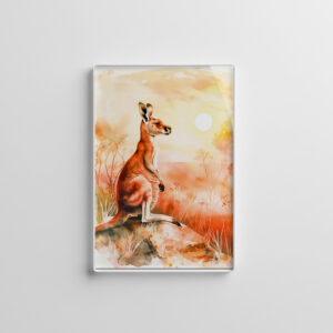raxxa Glas-Magnet: Watercolor Kangaroo at Sunset II