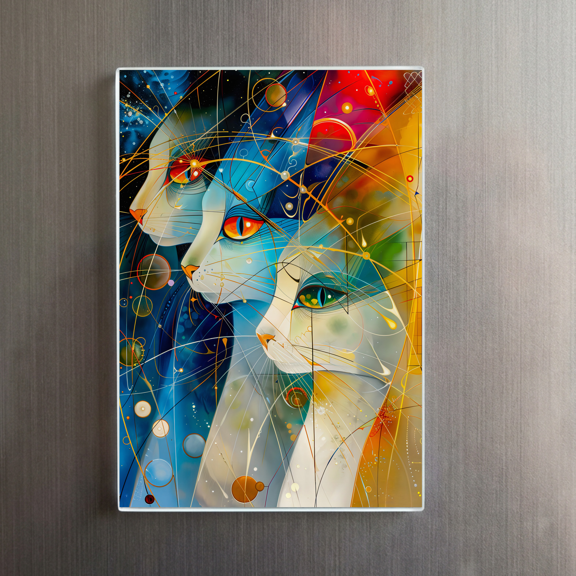 raxxa Glas-Magnet: Abstract Cat Portrait Amidst Galactic Wonders - Image 2