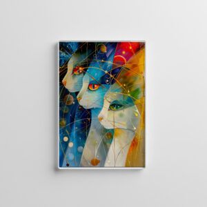 raxxa Glas-Magnet: Abstract Cat Portrait Amidst Galactic Wonders