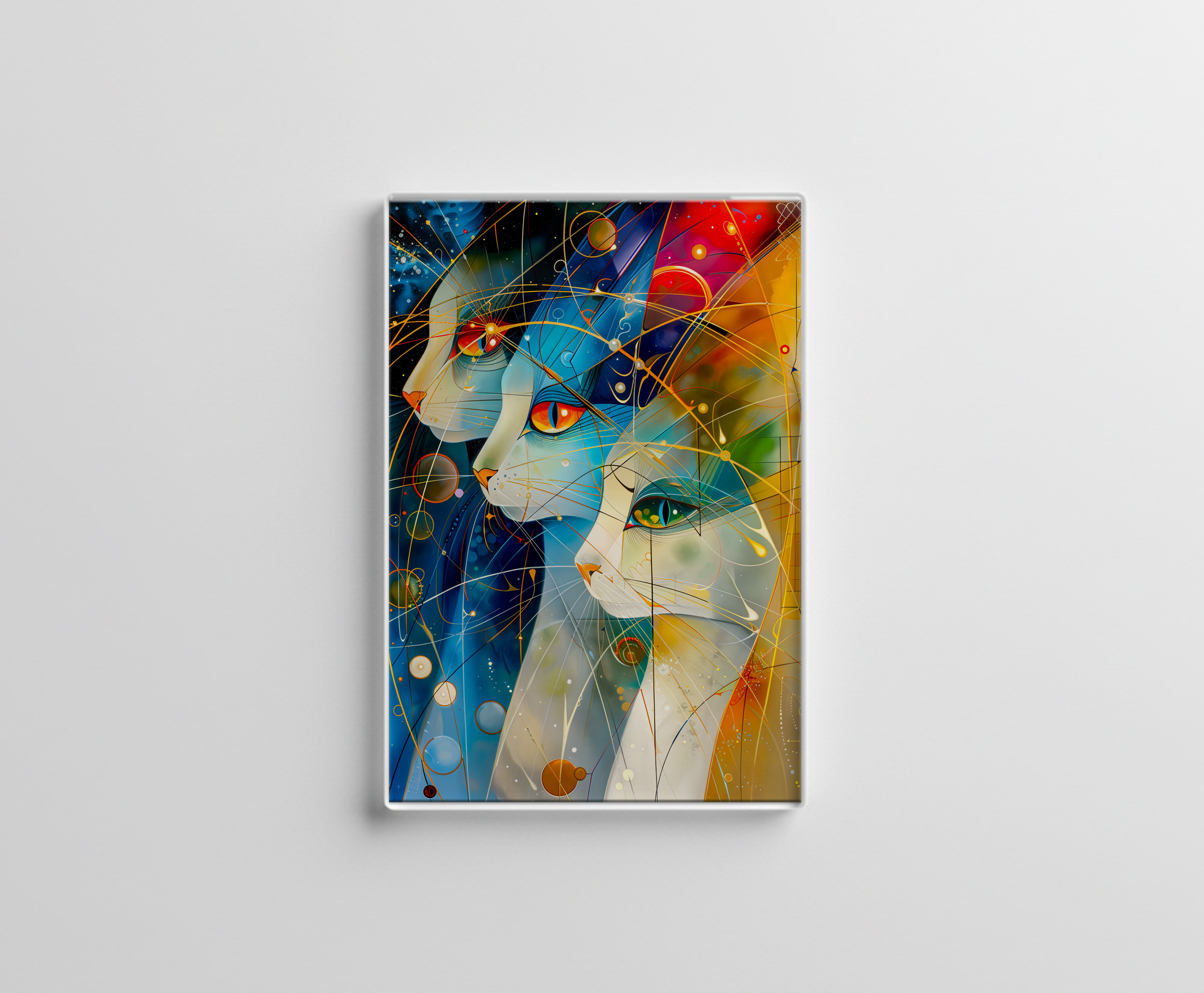 raxxa Glas-Magnet: Abstract Cat Portrait Amidst Galactic Wonders