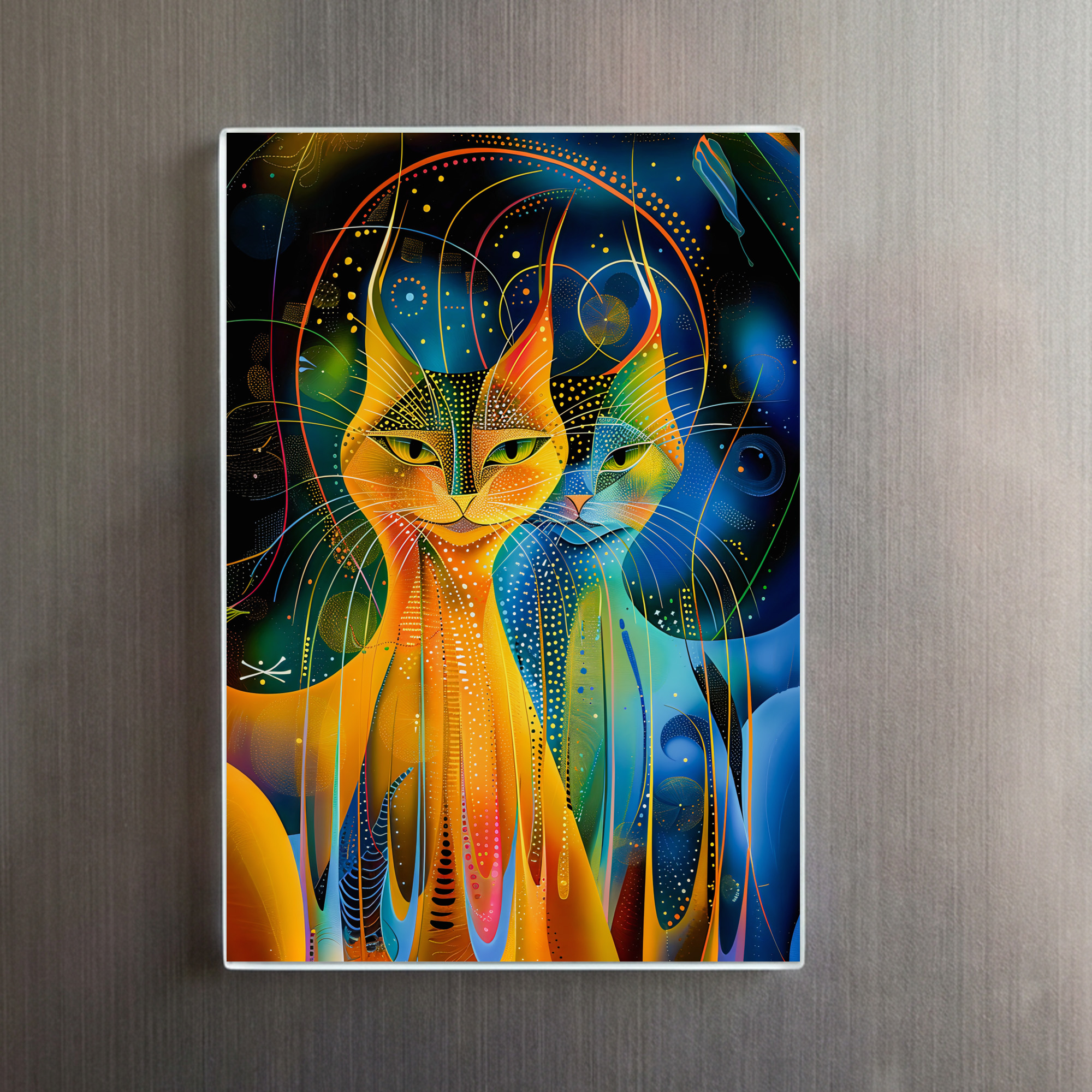 raxxa Glas-Magnet: Abstract Cat Portrait Amidst Galactic Wonders - immagine 2