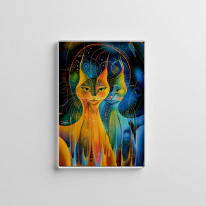 raxxa Glas-Magnet: Abstract Cat Portrait Amidst Galactic Wonders
