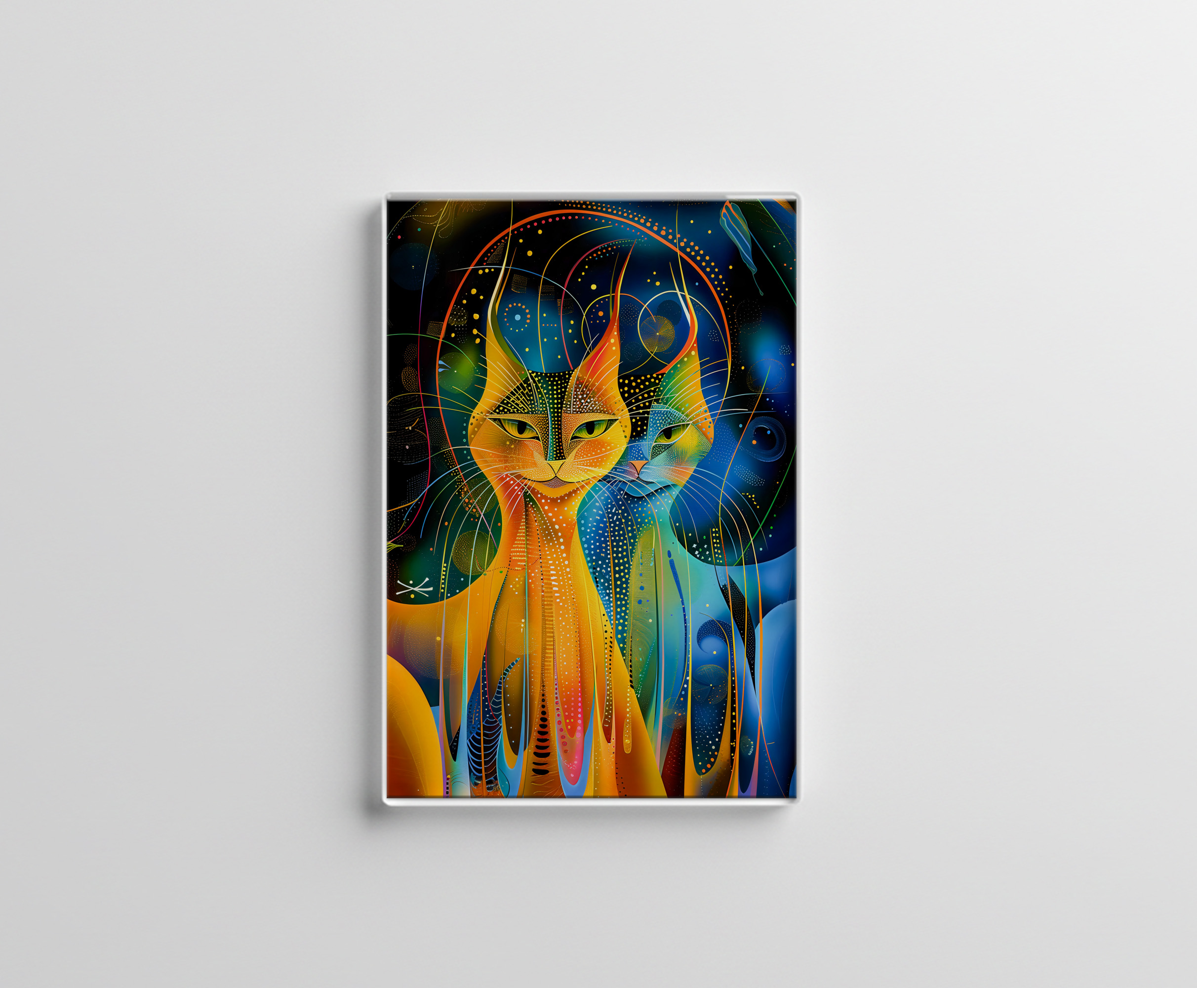 raxxa Glas-Magnet: Abstract Cat Portrait Amidst Galactic Wonders