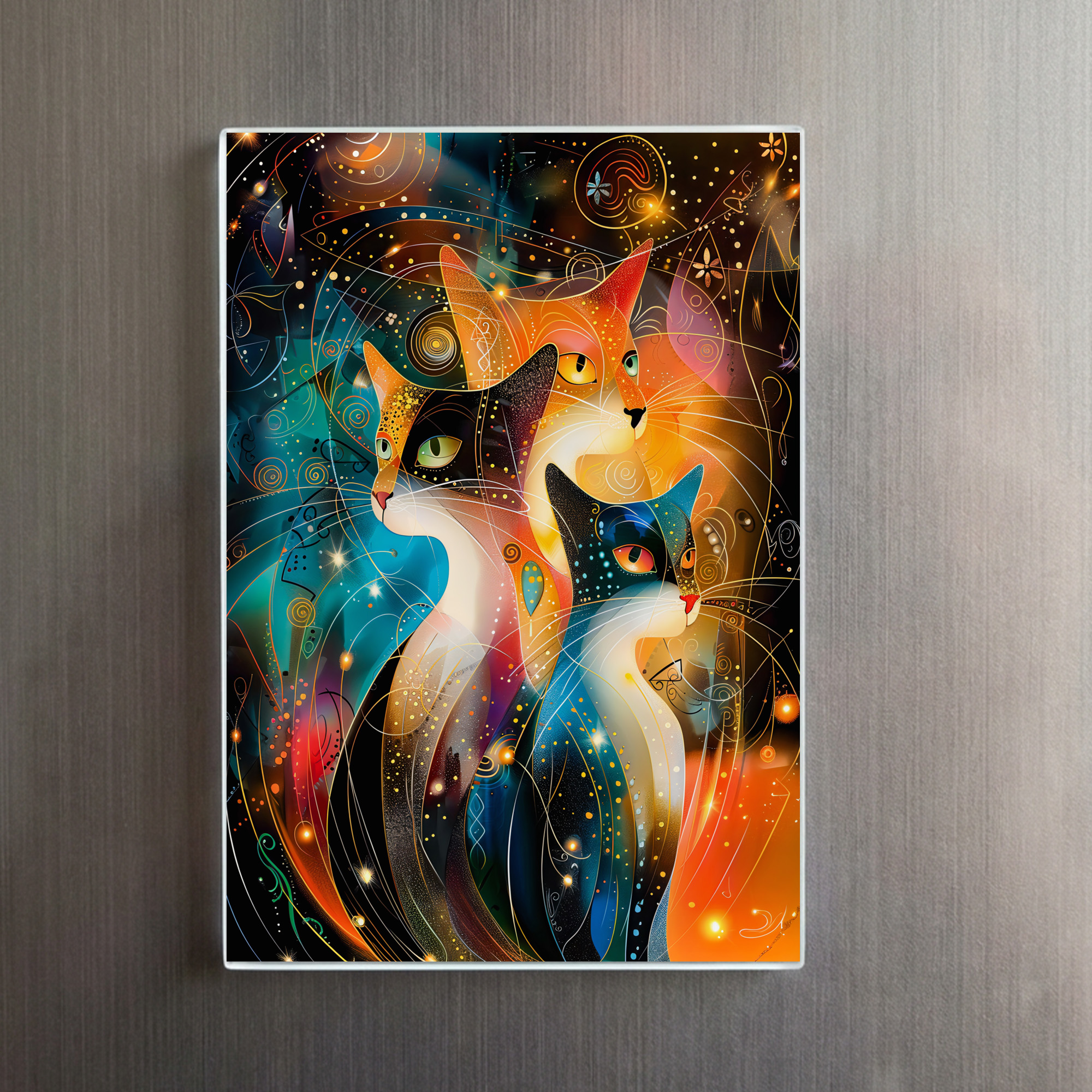 raxxa Glas-Magnet: Abstract Cat Portrait Amidst Galactic Wonders - immagine 2