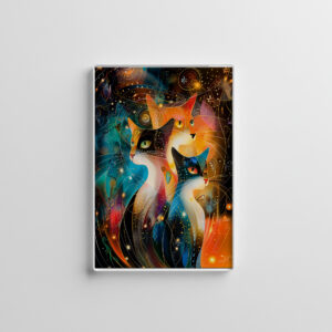 raxxa Glas-Magnet: Abstract Cat Portrait Amidst Galactic Wonders