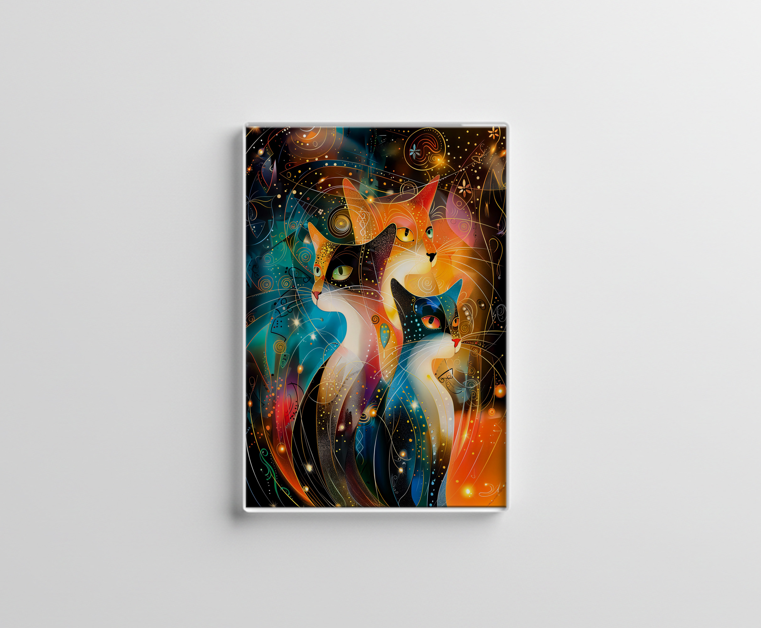 raxxa Glas-Magnet: Abstract Cat Portrait Amidst Galactic Wonders
