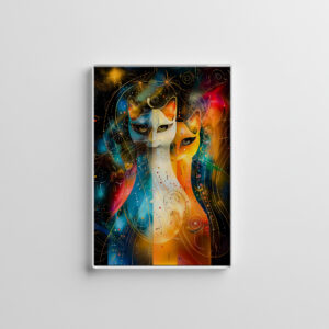 raxxa Glas-Magnet: Cosmic Cat Art with Stellar Background