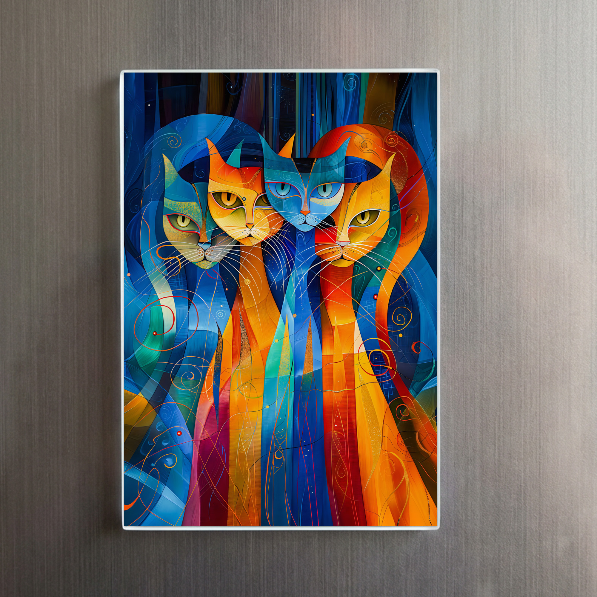 raxxa Glas-Magnet: Abstract Cat Portrait Amidst Galactic Wonders - immagine 2