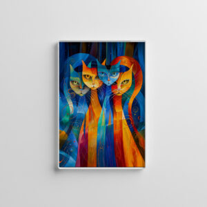raxxa Glas-Magnet: Abstract Cat Portrait Amidst Galactic Wonders