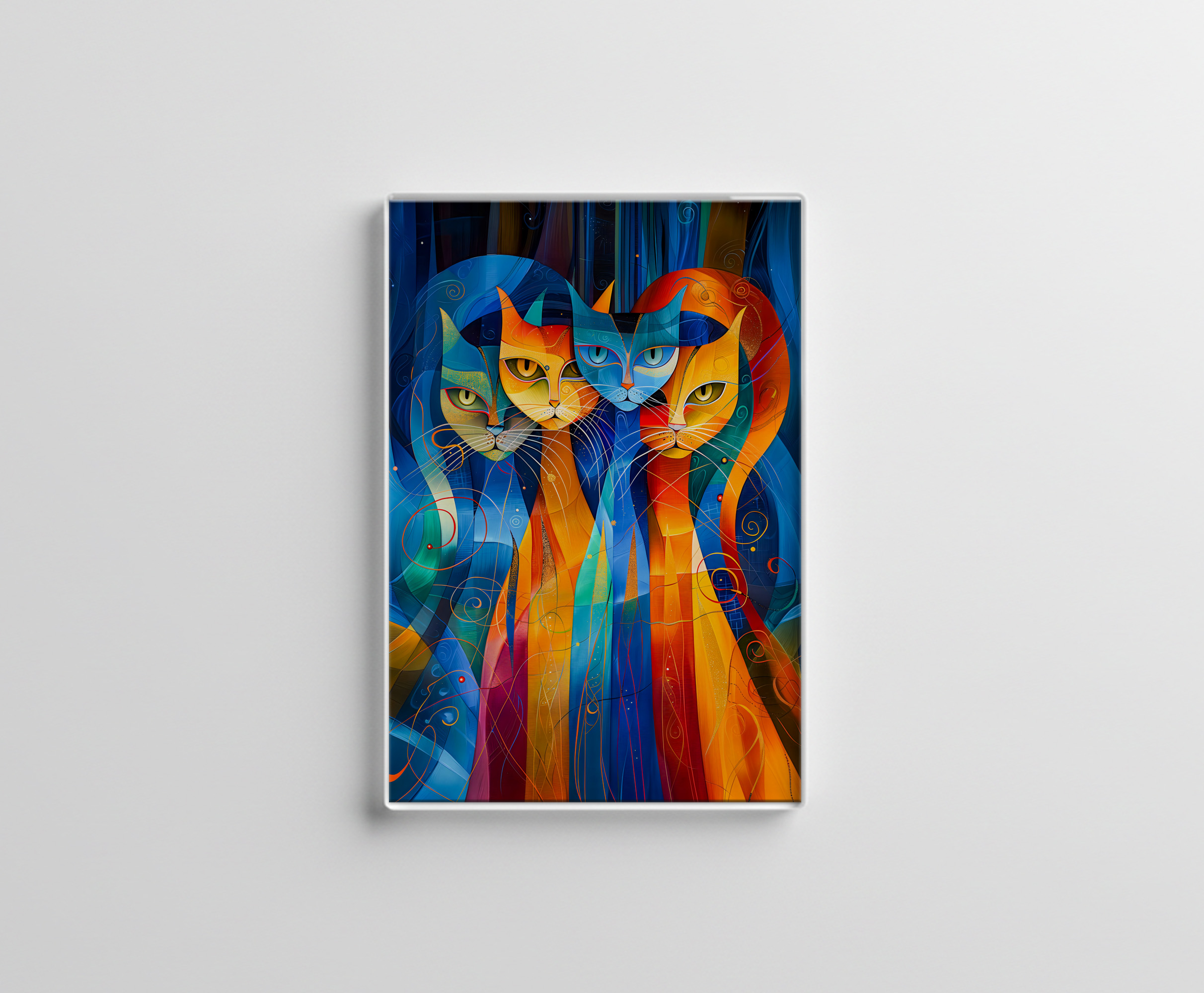 raxxa Glas-Magnet: Abstract Cat Portrait Amidst Galactic Wonders