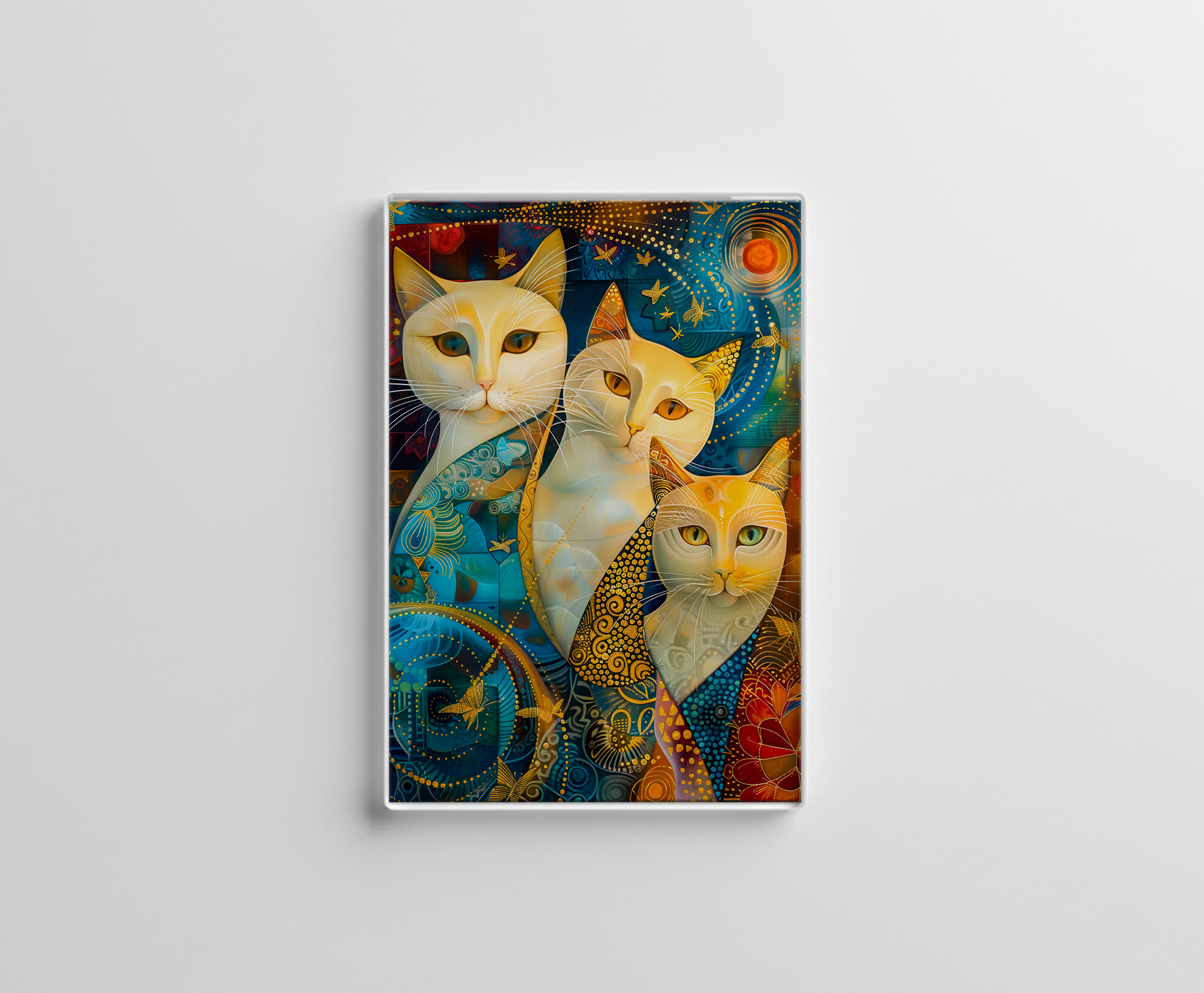 raxxa Glas-Magnet: Cosmic Cat Art with Stellar Background