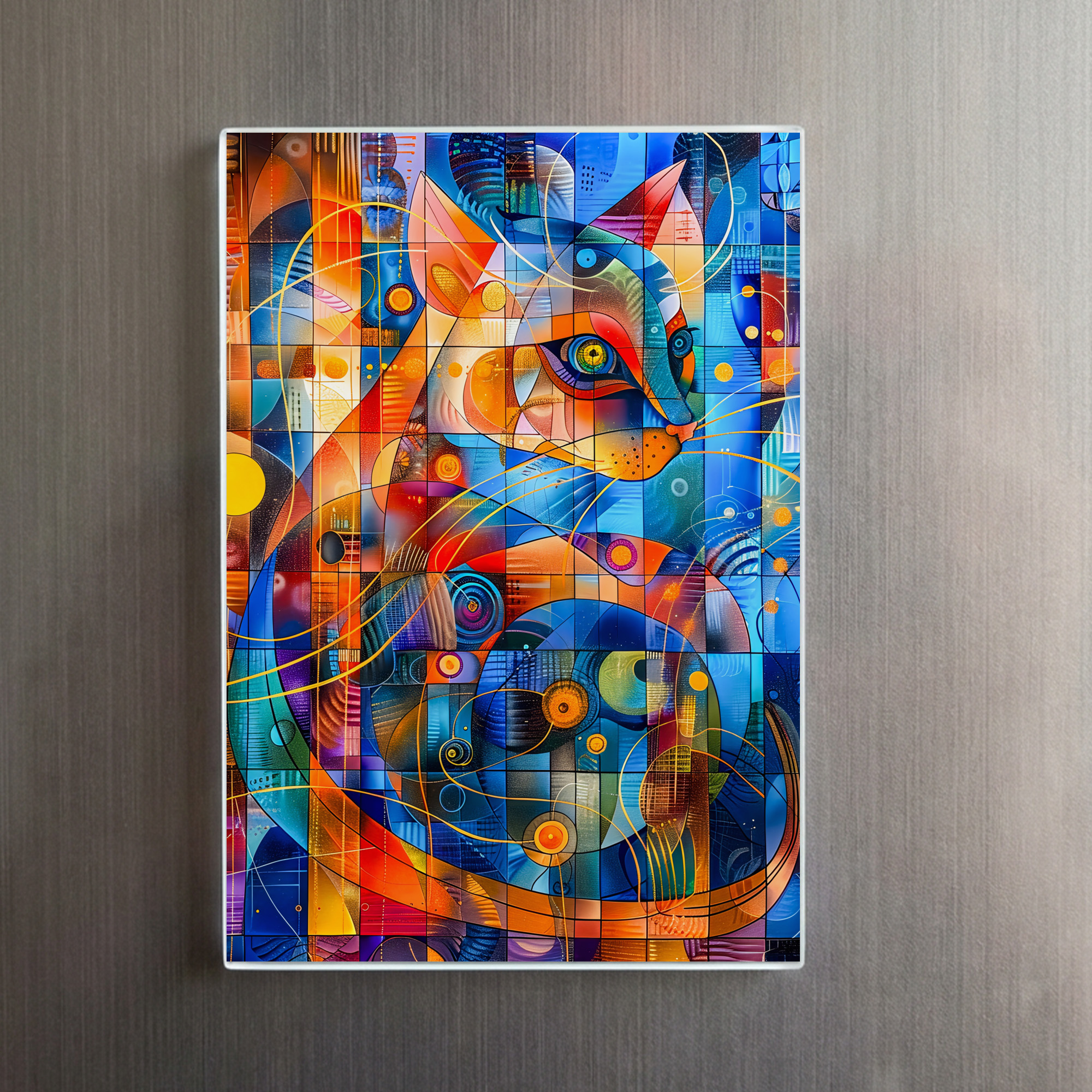 raxxa Glas-Magnet: Cosmic Cat Art with Stellar Background - Imagen 2