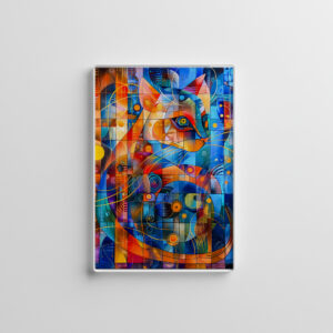 raxxa Glas-Magnet: Cosmic Cat Art with Stellar Background