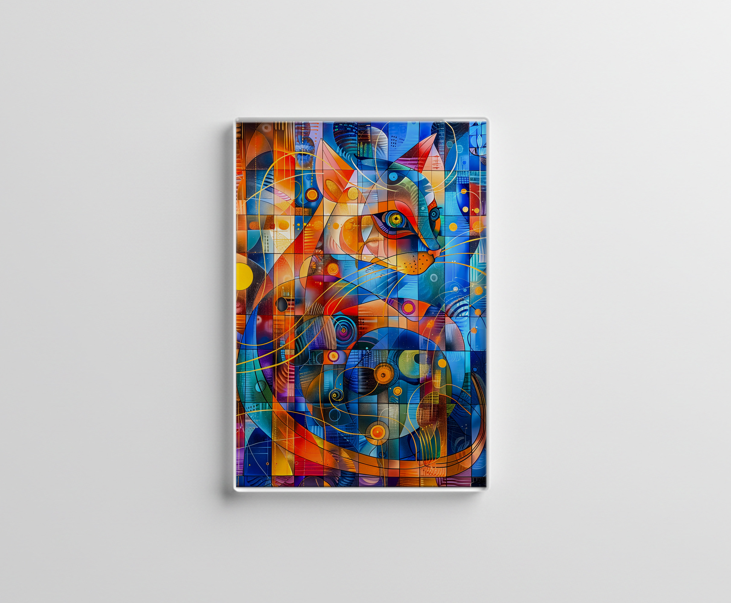 raxxa Glas-Magnet: Cosmic Cat Art with Stellar Background