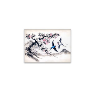 raxxa Glas-Magnet: Swallows Soaring Through the Sky in Chinese Ink Painting