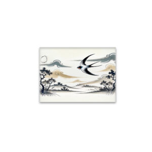 raxxa Glas-Magnet: Group of Swallows Soaring Through the Sky in Chinese Ink Painting