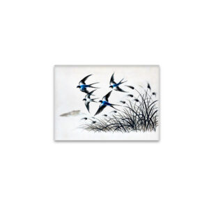 raxxa Glas-Magnet: Group of Swallows Soaring Through the Sky in Chinese Ink Painting
