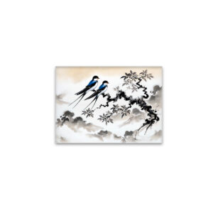 raxxa Glas-Magnet: Swallows Perched on a Branch in Chinese Ink Painting