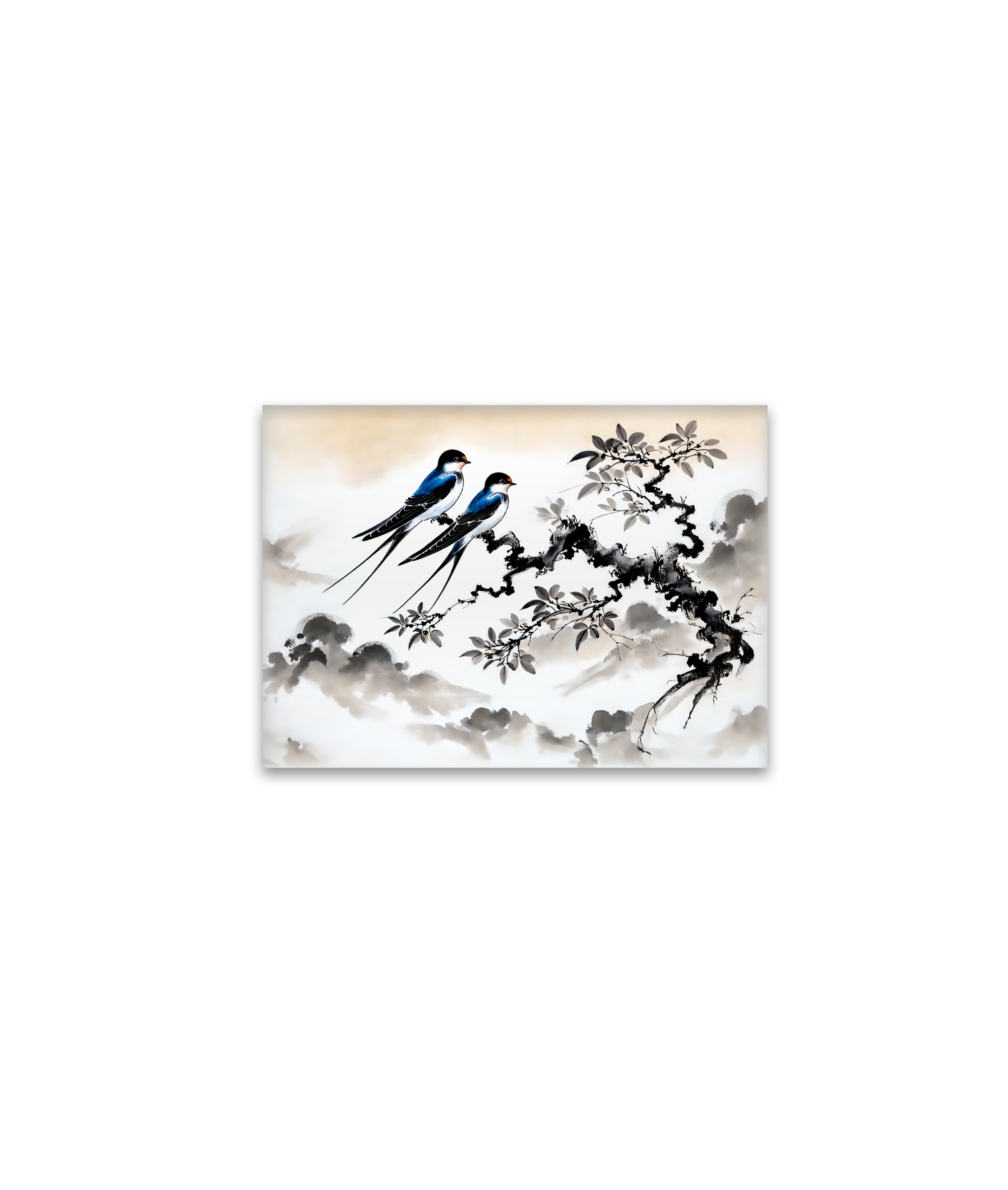raxxa Glas-Magnet: Swallows Perched on a Branch in Chinese Ink Painting