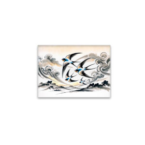 raxxa Glas-Magnet: Swallows Soaring Through the Sky in Chinese Ink Painting