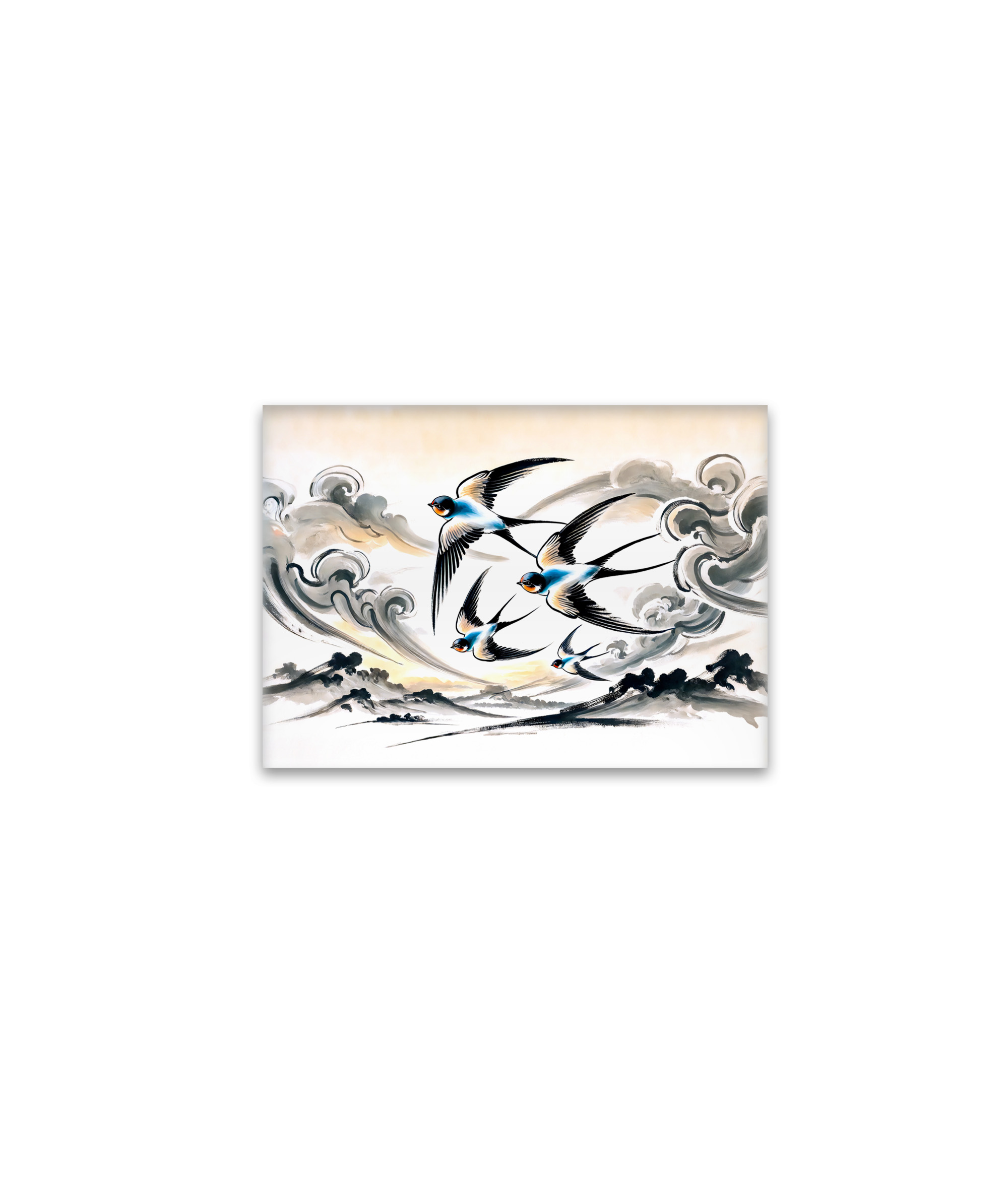 raxxa Glas-Magnet: Swallows Soaring Through the Sky in Chinese Ink Painting